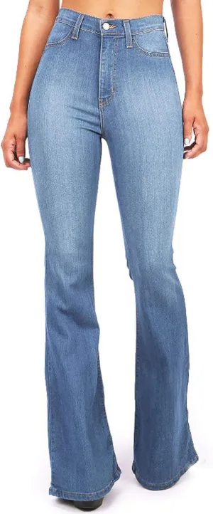 Women's Flare Jeans Fashion High Waisted Denim Pants Stretch Wide Leg Bootcut Slim Trousers Casual Bell Bottom Jeans