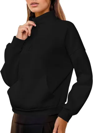 Womens Hoodies Oversized Sweatshirts Half Zip Fleece Long Sleeve Casual Pullover Hooded Sweatshirt Tops