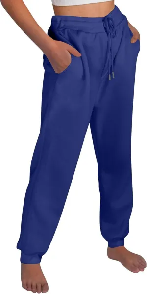 Womens Joggers with Pockets Baggy High Waisted Fleece Lined Jogger Sweatpants Casual Sport Cinch Bottom Sweatpants