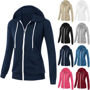 Women's Lightweight Hoodies with Thumb Holes Full Zip Up Long Sleeve Jacket 2024 Hooded Fall Outfits with Pockets