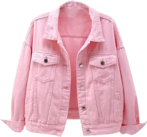 Womens Long Sleeve Denim Jackets Button Down Cropped Trucker Jean Jackets Coats Fashion Y2k Outerwear Fall Outfits