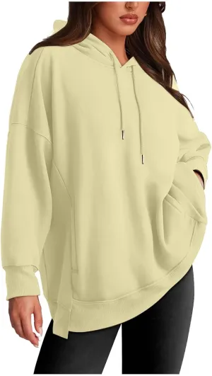 Womens Oversized Hoodies Sweatshirt-Pullover Sweatshirts with Pockets Stretchy Soft Cotton Basic Fall Outfits 2024