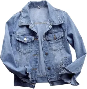 WomenS Spring Autumn Denim Jacket Long Sleeve Loose Denim Coat Button Outwear Jackets