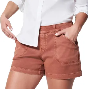 Womens Stretch Twill Shorts,Pull On Chino Denim Shorts with Pockets,Summer Casual Elastic Waist Stretchy Jean