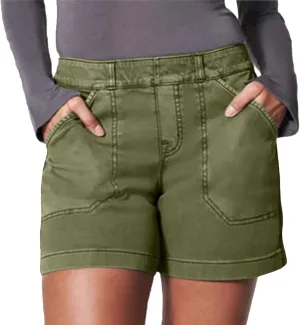 Womens Stretch Twill Shorts,Pull On Chino Denim Shorts with Pockets,Summer Casual Elastic Waist Stretchy Jean