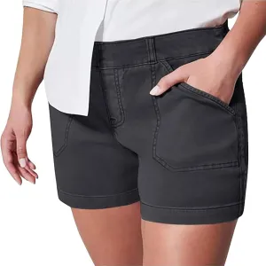 Womens Stretch Twill Shorts,Pull On Chino Denim Shorts with Pockets,Summer Casual Elastic Waist Stretchy Jean