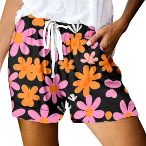 Womens Summer Shorts Beach Drawstring High Waisted Vocation Floral Print Shorts Casual Wide Leg Shorts with Pockets
