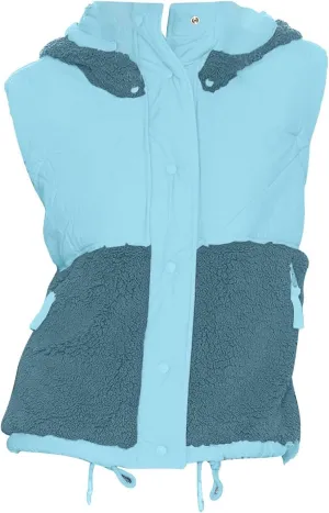 Women'S Vest Stand Collar Pocket Long Sleeve Button Design Jacket Fashion Jacket Hooded Stand Collar Zip Up