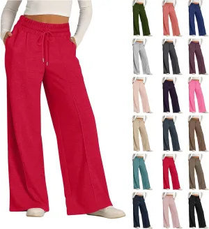 Womens Wide Leg Sweatpants Baggy Oversized Drawstring High Waisted Athletic Pants Loose Lounge Pants with Pockets