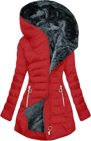 Womens Winter Coats Long Length Sherpa Fleece Lined Warm Heavy Jackets Thickened Windproof Outerwear with Fur Hood