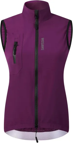 WOSAWE Women's Cycling Vest Lightweight Breathable Running Gilet Sleeveless Sport Jacket
