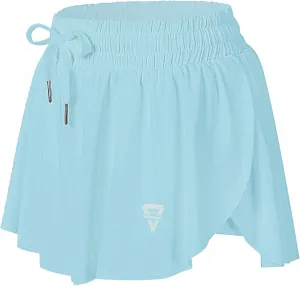 Wsirmet Flowy Shorts for Women Butterfly Shorts 2 in 1 Athletic Workout Gym Biker Running Shorts with Pockets