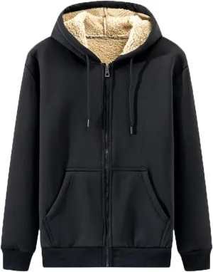 Ymosrh Men's Sweatshirts Casual Zip Up Hoodie Drawstring Long Sleeve Fleece Lined Hooded Sweatshirt, M-4XL