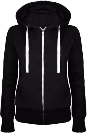 Zip-Up Hoodie Womens Long Sleeve Lightweight Hooded Jacket Trendy Fall Thin Solid Color-Block Plus Size Sweatshirts