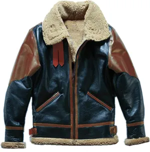 ZWRXW Mens Faux Leather Jackets Sherpa Fleece Lined Fur Collar PU Faux Leather Coats Winter Warm Motorcycle Bomber Outwear
